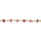 3mm Rubelite Tourmaline faceted rondelle Vermeil Chain by the foot 47 pieces - Beadsofcambay.com