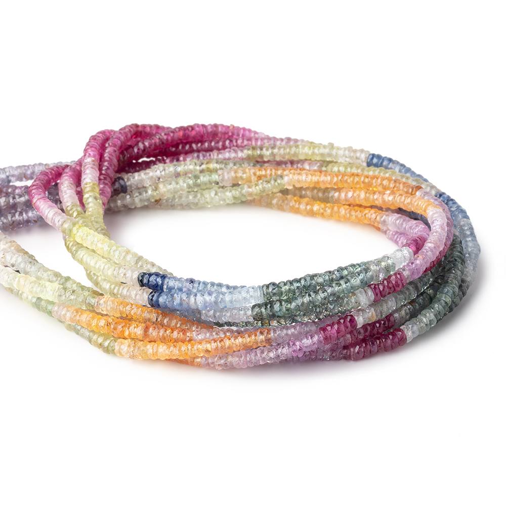 3mm Ruby & Fancy Sapphire Faceted Heshi Beads 18 inch 380 pieces AA - Beadsofcambay.com
