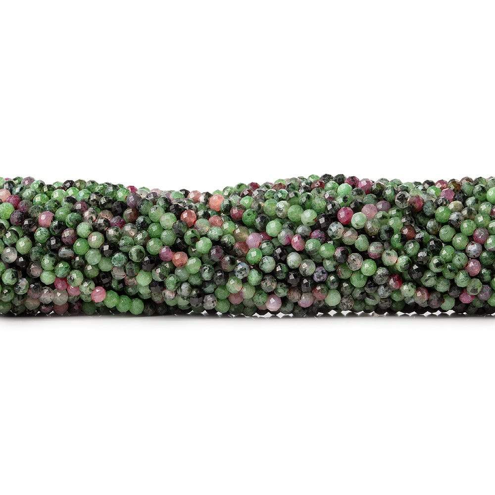 3mm Ruby & Zoisite micro faceted round beads 13 inch 130 pieces - Beadsofcambay.com