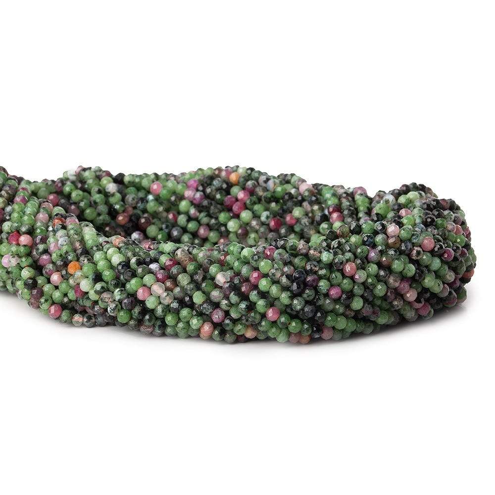 3mm Ruby & Zoisite micro faceted round beads 13 inch 130 pieces - Beadsofcambay.com