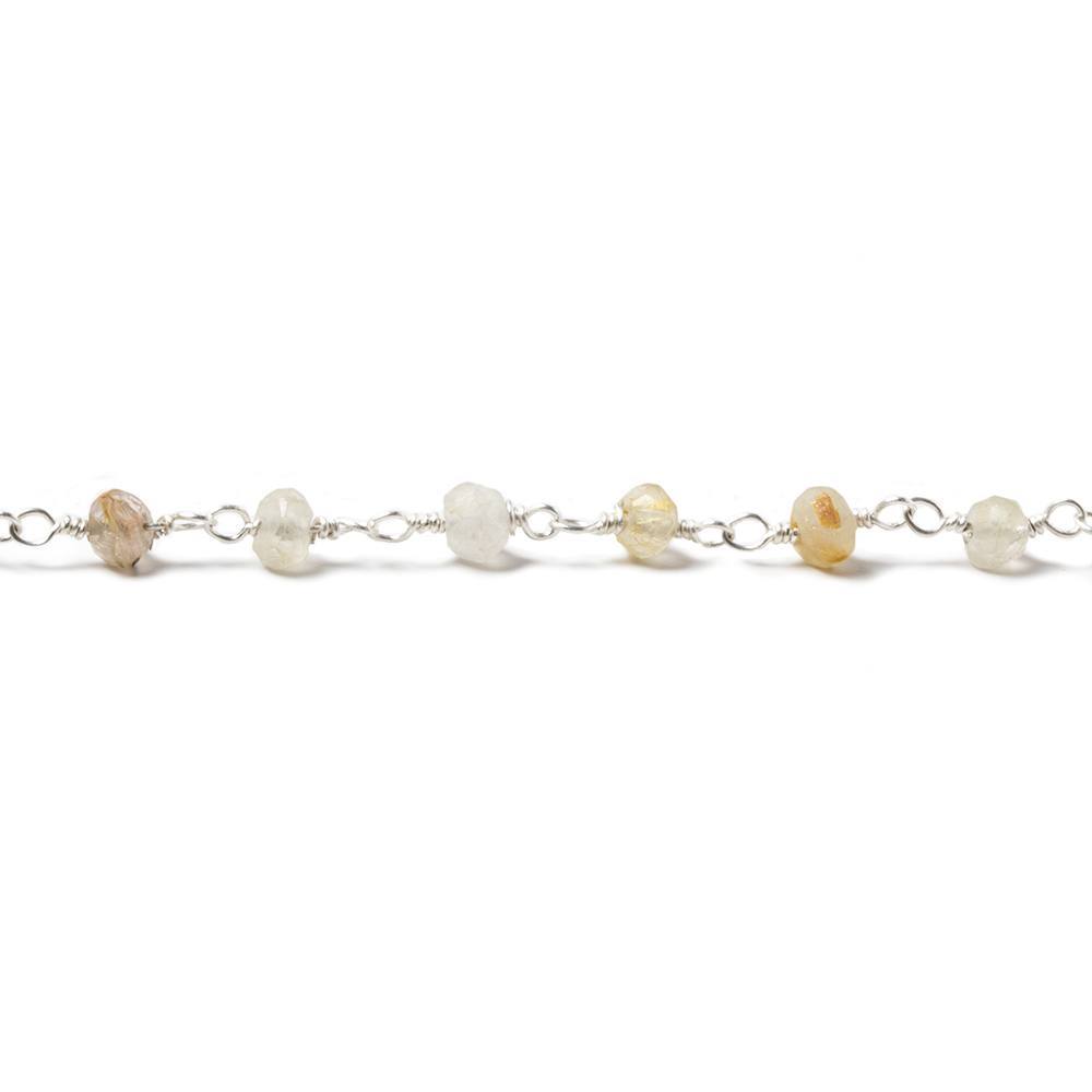 3mm Rutilated Quartz Silver plated Chain by the foot - Beadsofcambay.com