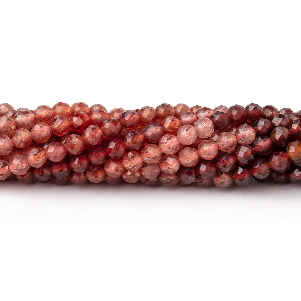 Beadsofcambay 3mm Shaded Dark Orange Spinel Micro Faceted Round Beads 12.5 inch 96 pieces AA