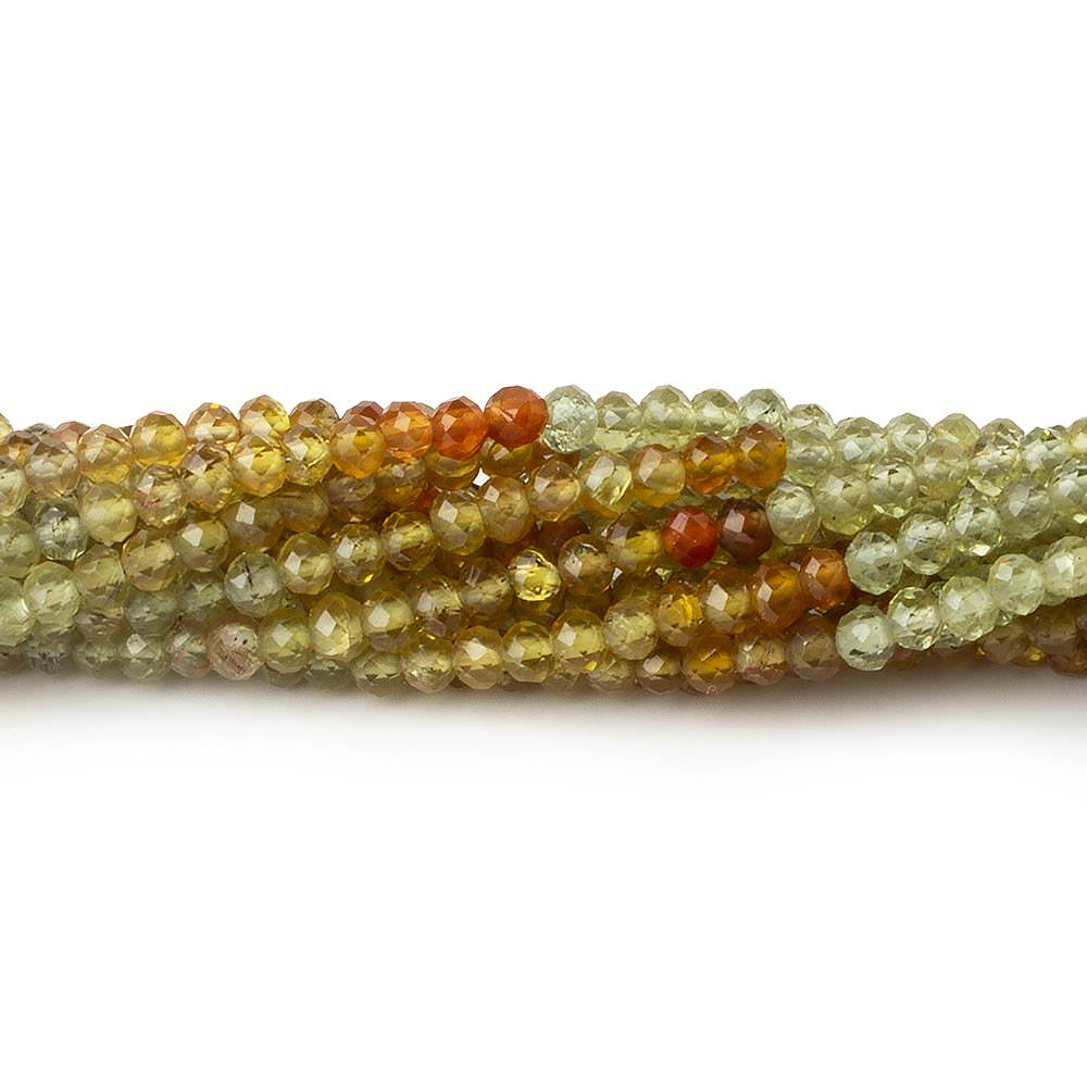 3mm Shaded Grossular Garnet micro faceted rondelles 12.5 inch 130 beads - Beadsofcambay.com