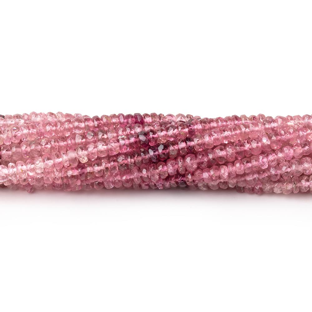 3mm Shaded Pink Tourmaline Faceted Rondelle Beads 14 inch 186 pieces AA - Beadsofcambay.com