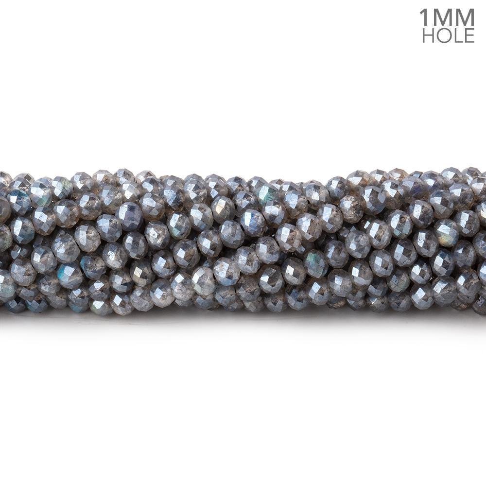 3mm Silver Metallic Labradorite MicroFaceted rondelles 1mm drill hole 140 beads AAA - Beadsofcambay.com