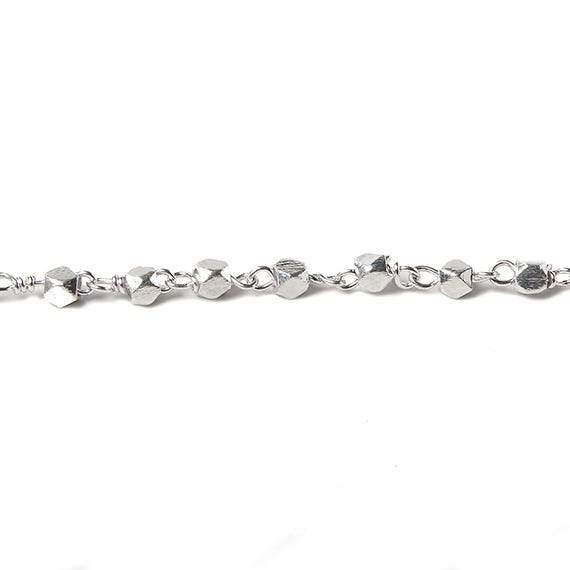 3mm Silver plated brushed nugget Silver plated Chain by the foot - Beadsofcambay.com