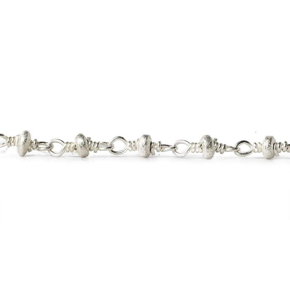 3mm Silver plated Brushed Rondelle Silver plated Chain by the foot - Beadsofcambay.com