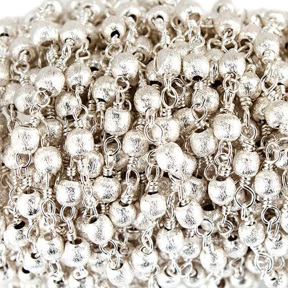 3mm Silver plated Brushed Round Silver plated Chain by the foot - Beadsofcambay.com