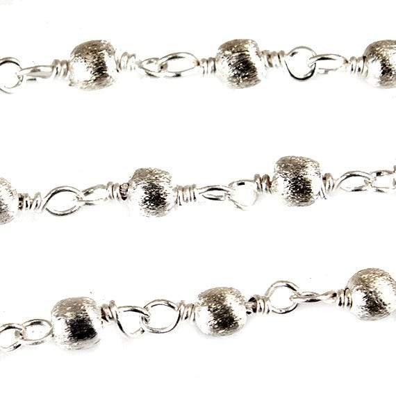 3mm Silver plated Brushed Round Silver plated Chain by the foot - Beadsofcambay.com
