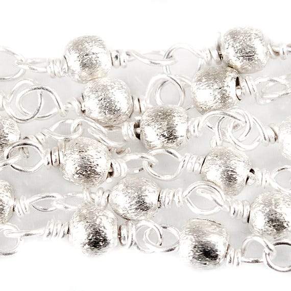 3mm Silver plated Brushed Round Silver plated Chain by the foot - Beadsofcambay.com