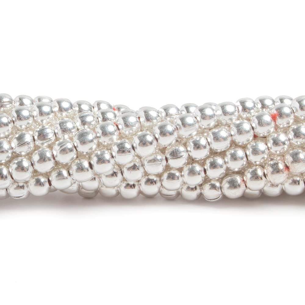 3mm Silver plated Copper Plain Round Beads 8 inch 69 pcs - Beadsofcambay.com