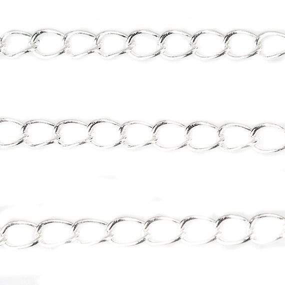 3mm Silver plated Curb Link Chain by the foot - Beadsofcambay.com