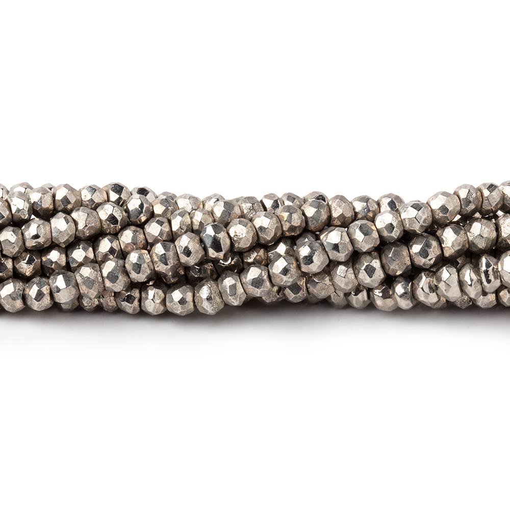 3mm Silver plated Pyrite faceted rondelle beads 13 inch 161 pieces - Beadsofcambay.com