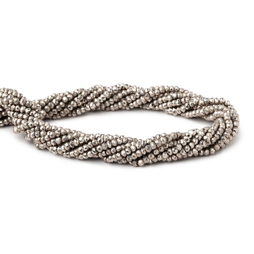 3mm Silver plated Pyrite faceted rondelle beads 13 inch 161 pieces - Beadsofcambay.com