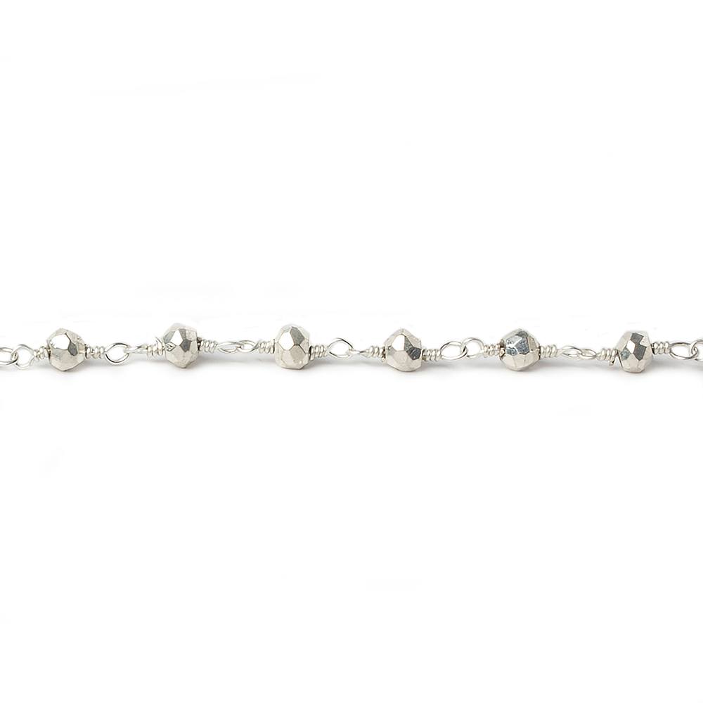 3mm Silver plated Pyrite Silver plated Chain by the foot - Beadsofcambay.com
