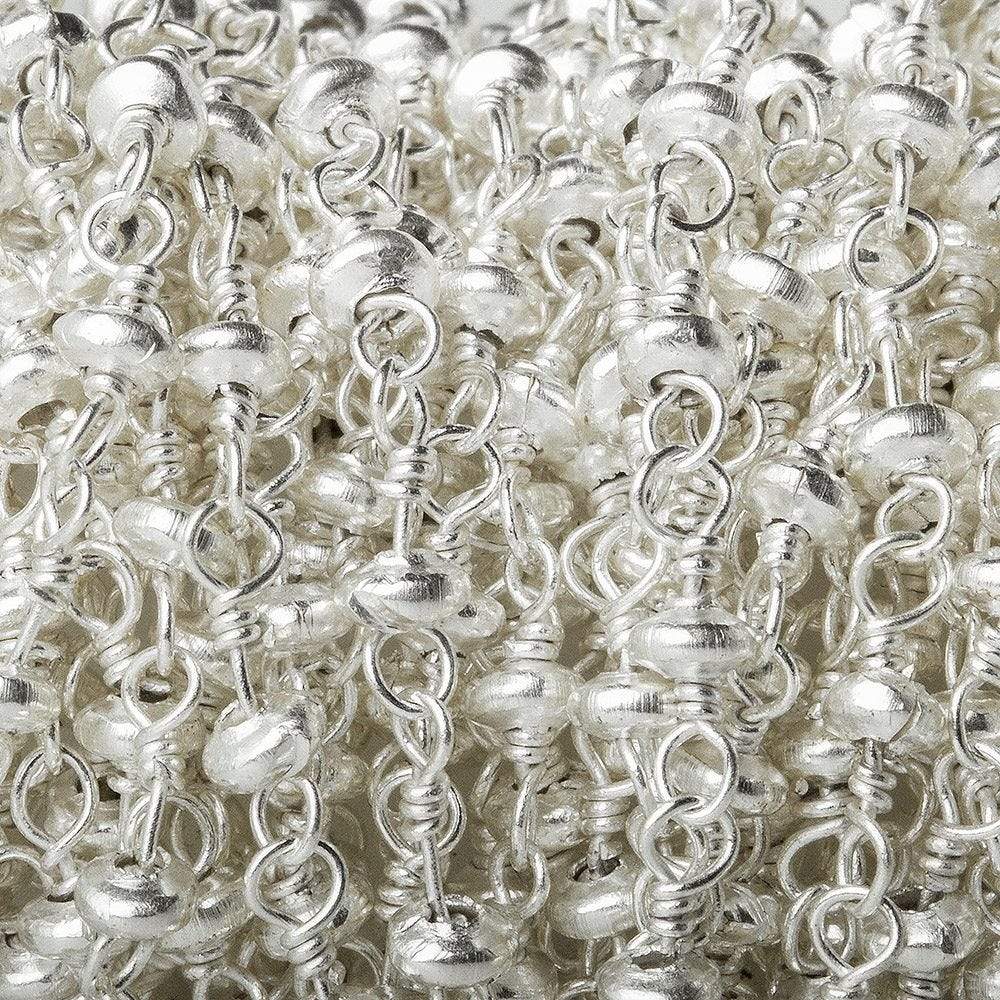 3mm Silver plated rondelle Silver plated Chain by the foot - Beadsofcambay.com