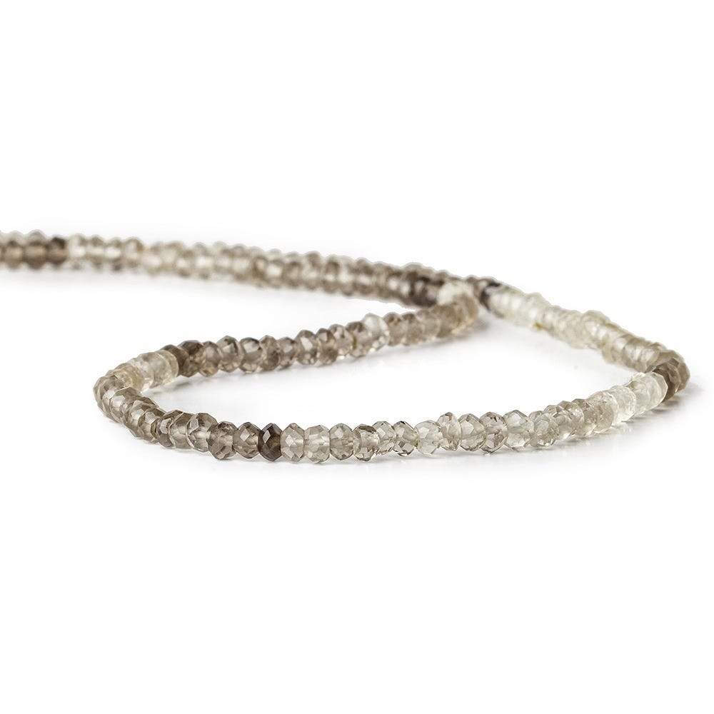 3mm Smoky Quartz Faceted Rondelle Beads 14 inch 170 pieces - Beadsofcambay.com