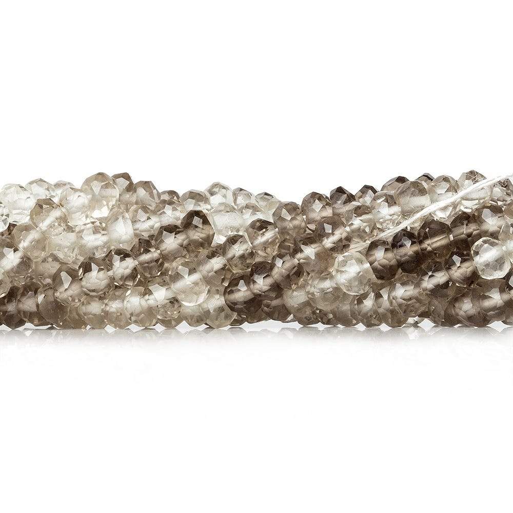 3mm Smoky Quartz Faceted Rondelle Beads 14 inch 170 pieces - Beadsofcambay.com