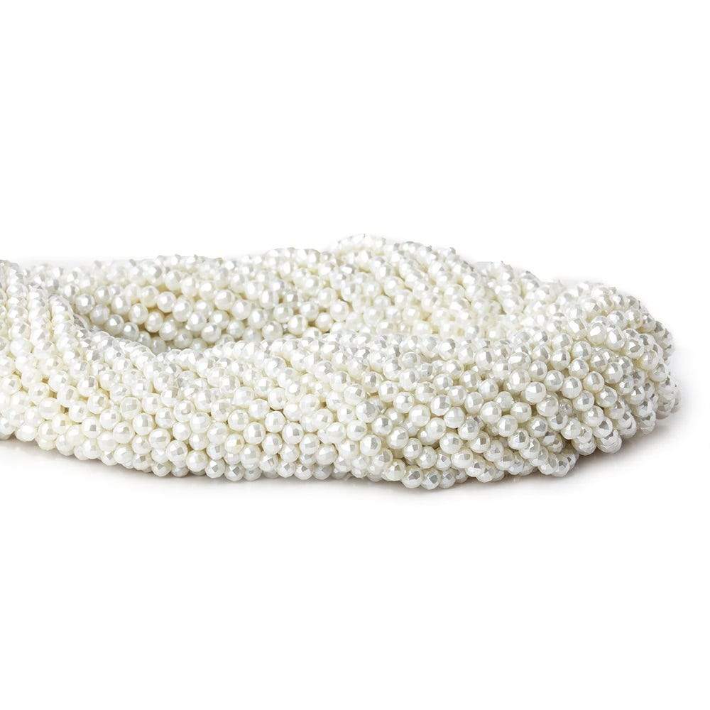 3mm Snow White Shell Pearl micro faceted round beads 13 inch 133 pieces - Beadsofcambay.com