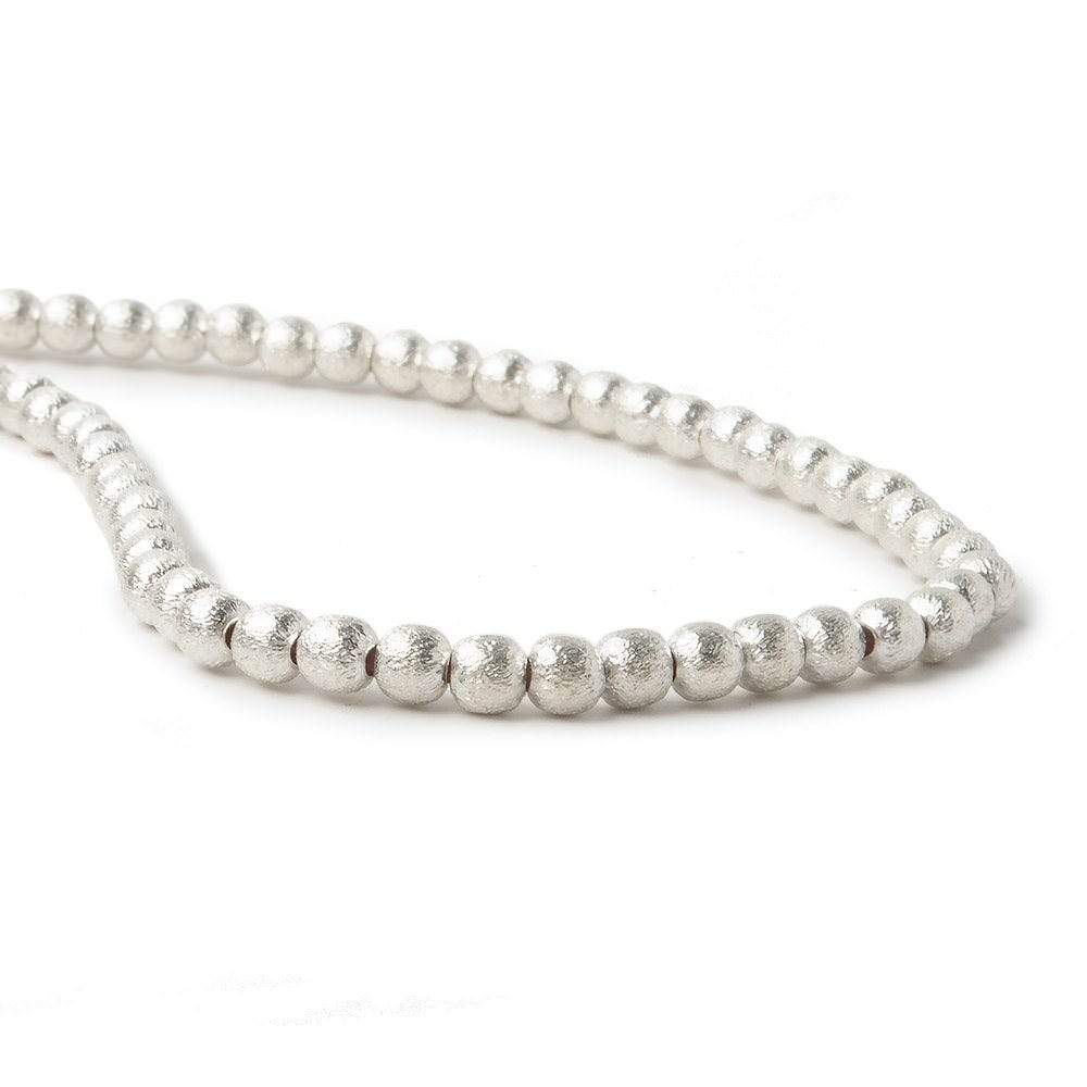 3mm Sterling Silver Plated Copper Brushed Round 8 inch 66 beads - Beadsofcambay.com