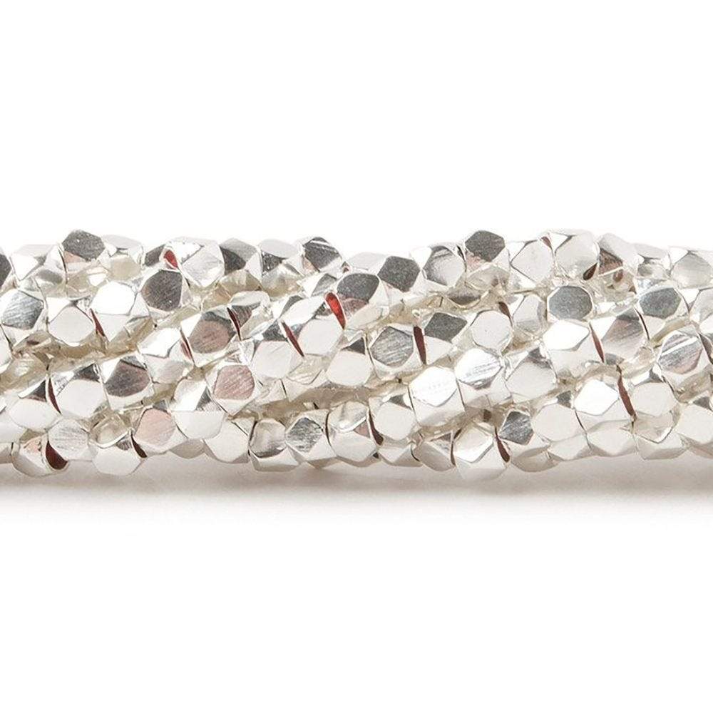 3mm Sterling Silver plated Copper Faceted Nugget Hand Polished Beads 8 inch 69 beads - Beadsofcambay.com