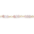 3mm Strawberry Quartz micro faceted round Trio Gold Chain by the foot 73 beads per - Beadsofcambay.com