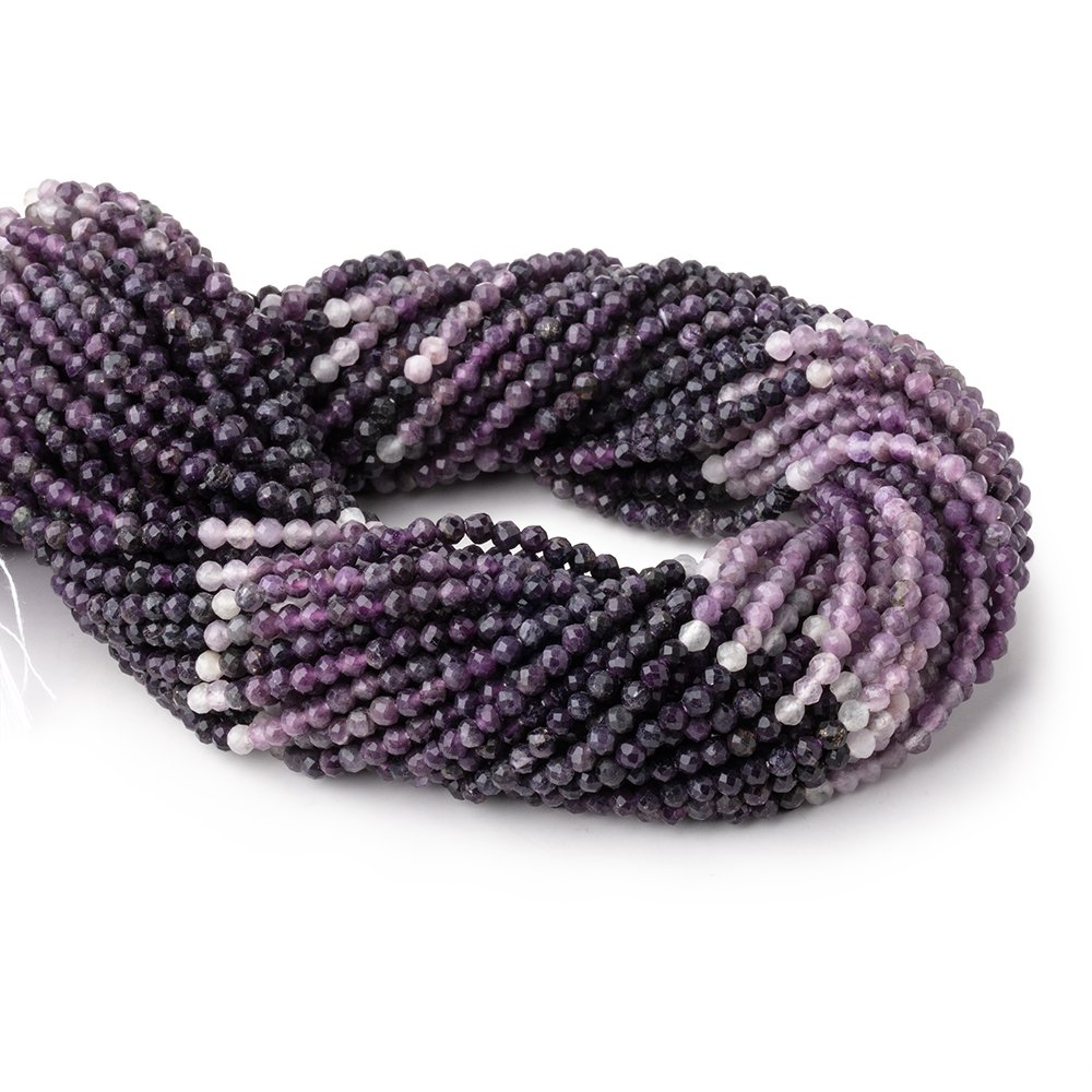 3mm Sugilite Micro Faceted Rondelle Beads 12.25 inch 114 pieces - Beadsofcambay.com