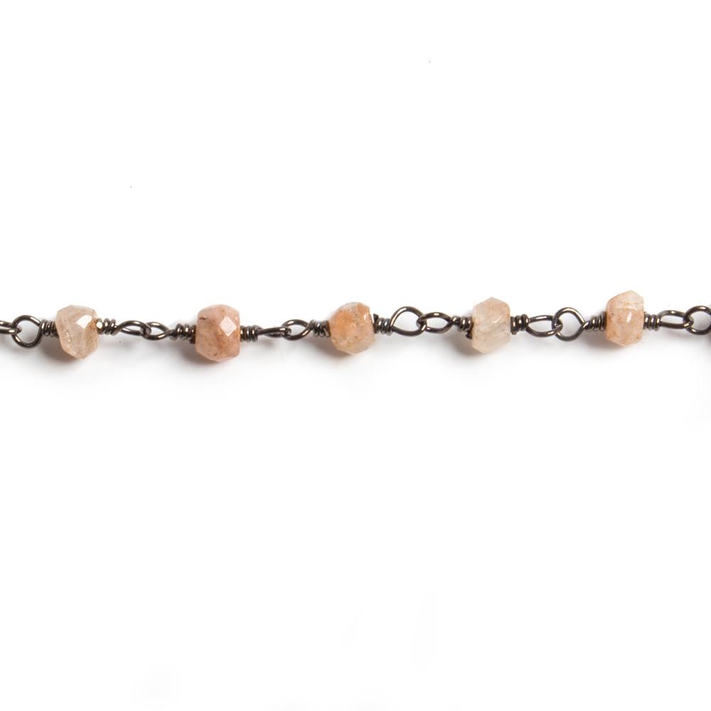3mm Sunstone faceted rondelle Black Gold Chain by the foot 36 pieces - Beadsofcambay.com
