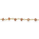 3mm Sunstone faceted rondelle Gold Chain by the foot 40 pieces - Beadsofcambay.com