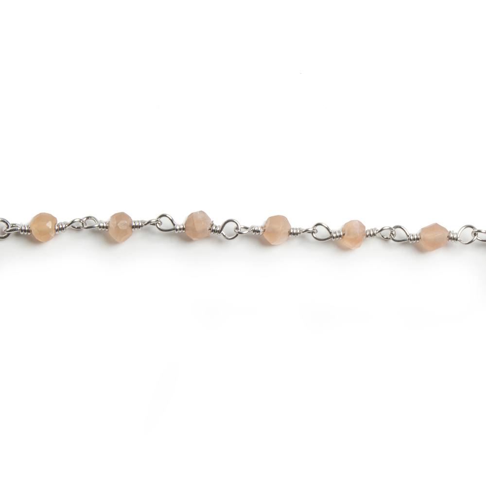 3mm Sunstone faceted rondelle Silver Chain by the foot 36 pieces - Beadsofcambay.com
