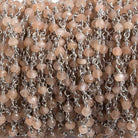 3mm Sunstone faceted rondelle Silver Chain by the foot 36 pieces - Beadsofcambay.com