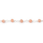 3mm Sunstone Micro Faceted Rounds on Silver Plated Chain - Beadsofcambay.com