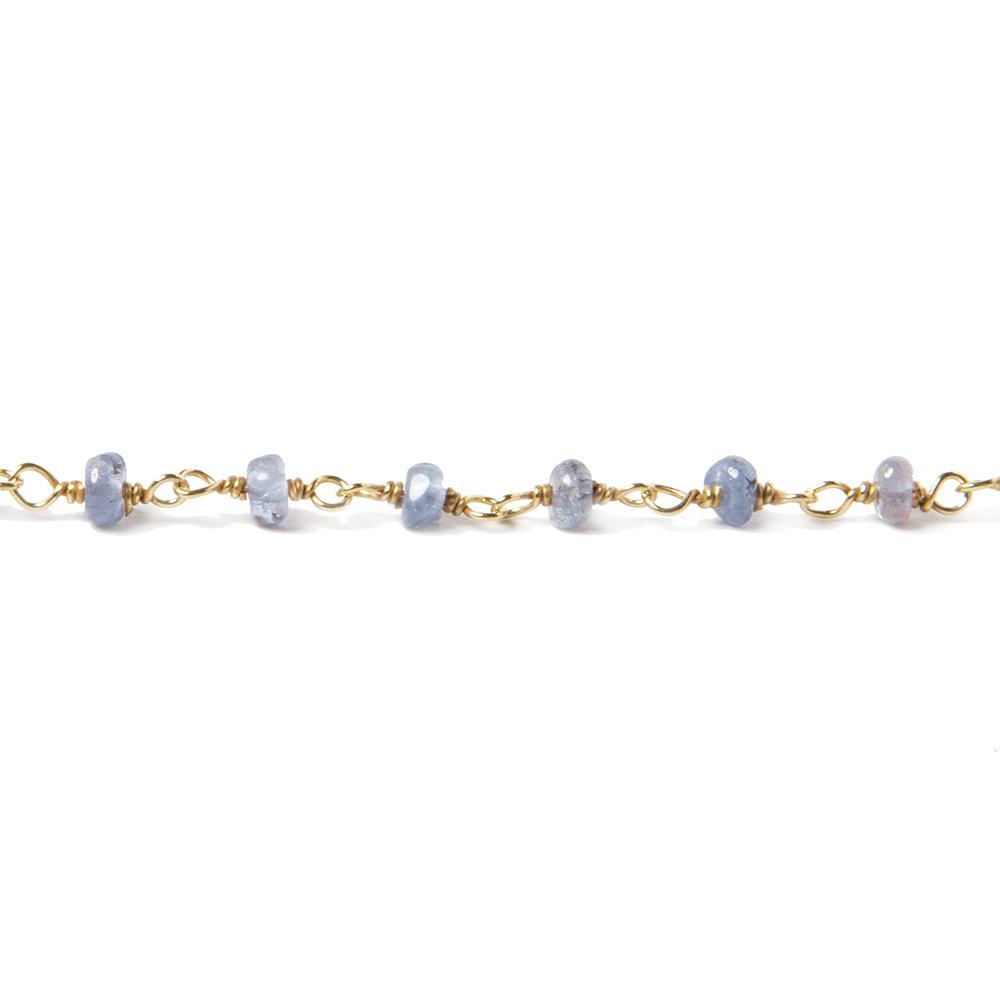 3mm Tanzanite Plain Rondelle Vermeil Chain by the foot - Beadsofcambay.com