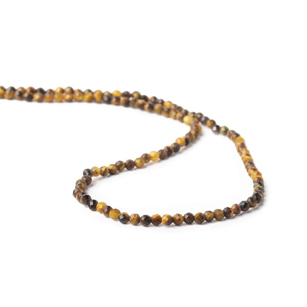 3mm Tiger's Eye microfaceted round beads 13 inch 115 pieces - Beadsofcambay.com