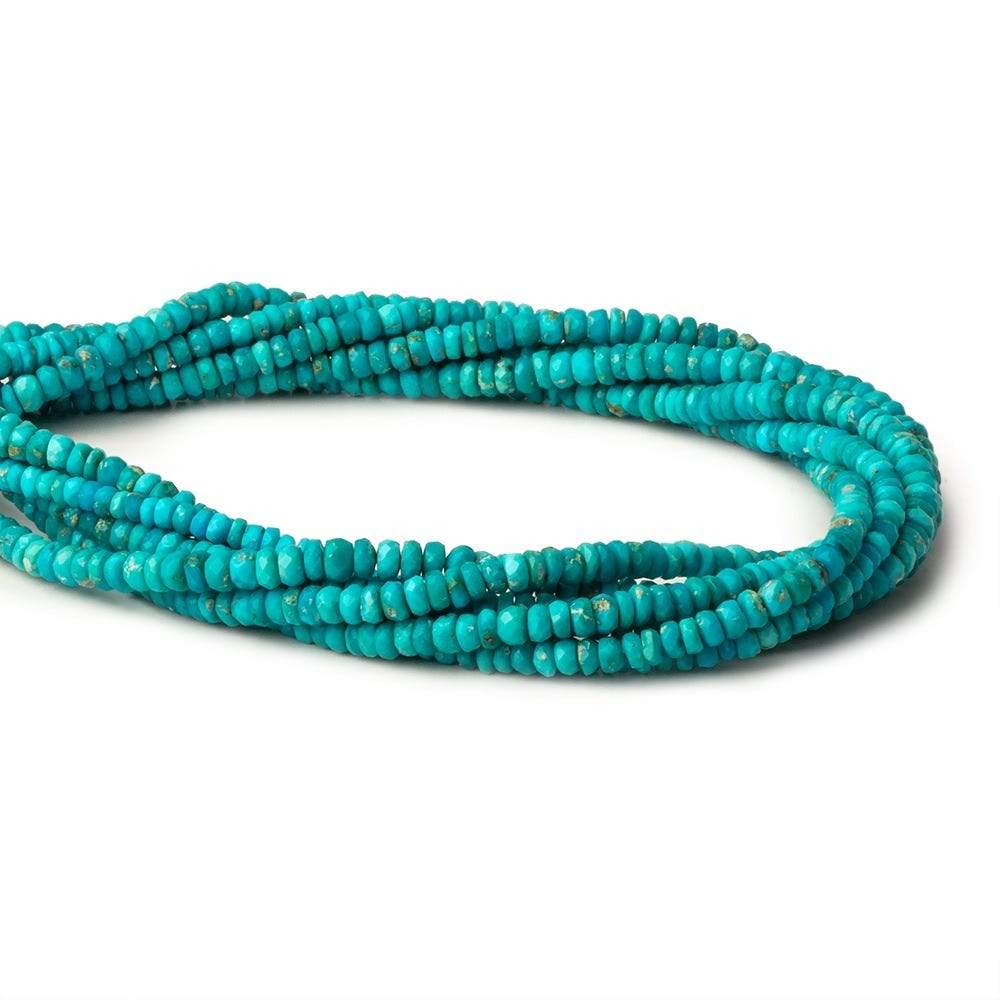 3mm Turquoise Faceted Rondelles 16 inch 215 beads - Beadsofcambay.com