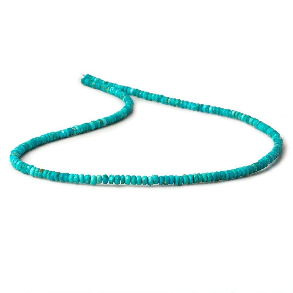 3mm Turquoise Faceted Rondelles 16 inch 215 beads - Beadsofcambay.com