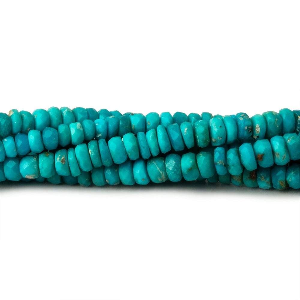 3mm Turquoise Faceted Rondelles 16 inch 215 beads - Beadsofcambay.com