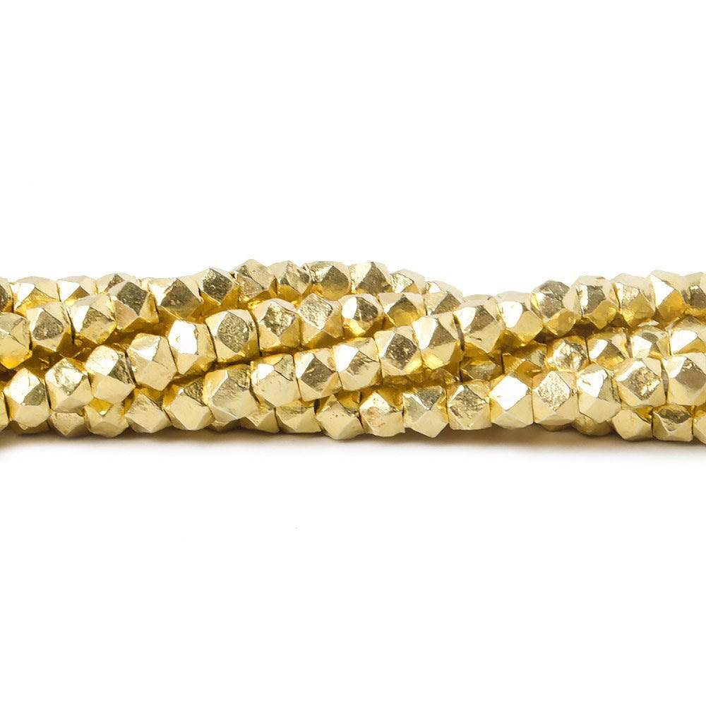 3mm Vermeil Faceted Nugget Beads 38 beads 4 inch - Beadsofcambay.com