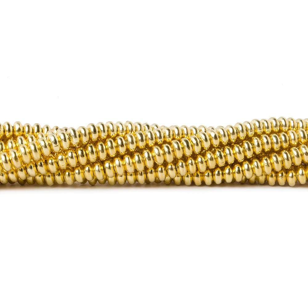 3mm Vermeil Plain Disc 8 inch 132 beads - Beadsofcambay.com