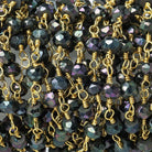 3mm Violet Mystic Spinel faceted rondelle Gold Wire Wrapped Chain by foot - Beadsofcambay.com