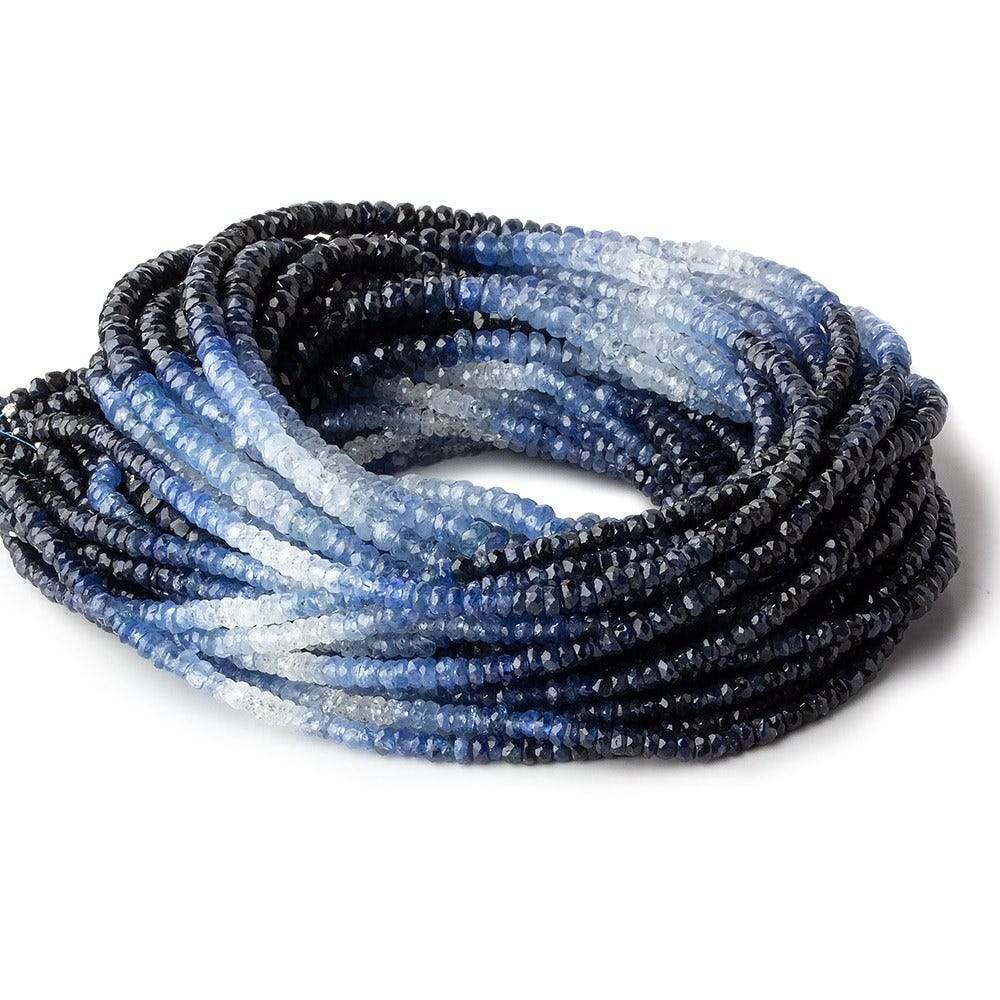 3mm White & Blue Sapphire micro faceted rondelle beads 16 inch 285 pieces AAA - Beadsofcambay.com