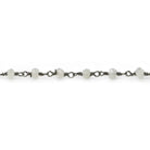 3mm White Moonstone faceted rondelle Black Gold Chain by the foot 35 pieces - Beadsofcambay.com