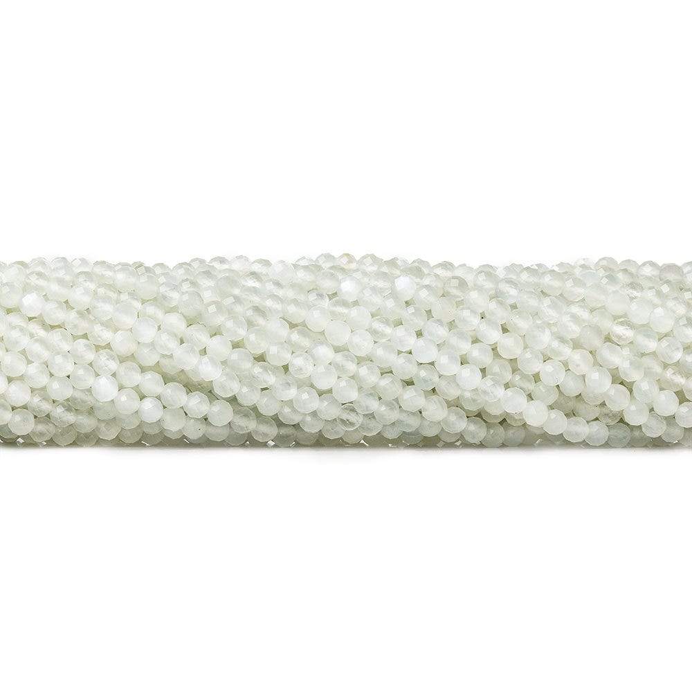 3mm White Moonstone microfaceted round beads 13 inch 100 pieces - Beadsofcambay.com