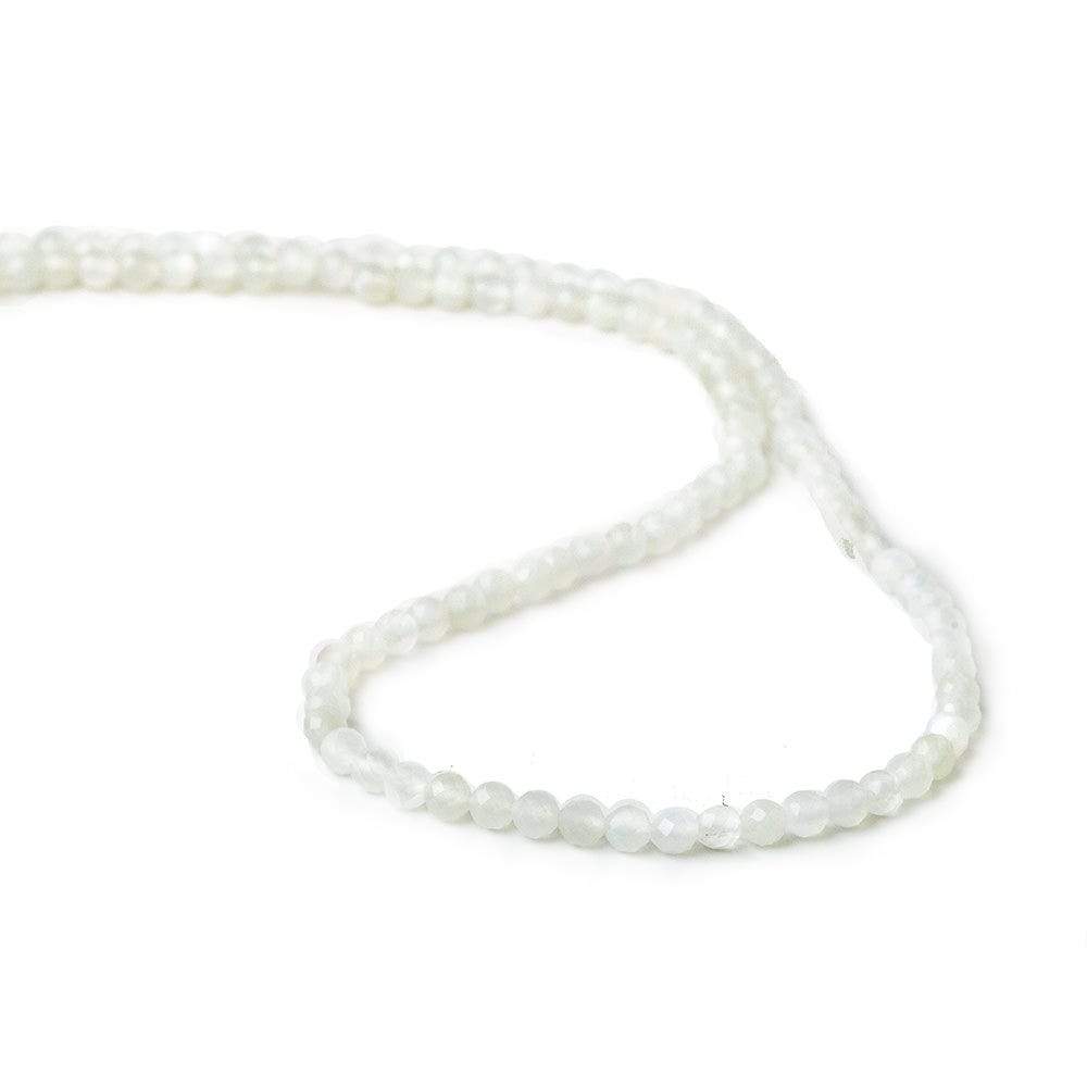3mm White Moonstone microfaceted round beads 13 inch 100 pieces - Beadsofcambay.com