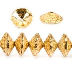 3x10mm 22kt Gold Plated Copper Bead Cap Croc Pattern *DISCONTINUED* - Beadsofcambay.com