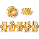 3x10mm 22kt Gold Plated Copper Bead Cap with Bali Granulated Design 8 inch 58 pieces - Beadsofcambay.com