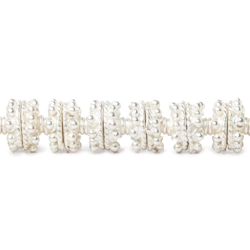 3x10x10mm Sterling Silver Plated Copper Bead Cap with Bali Granulated Design 8 inch 56 beads - Beadsofcambay.com