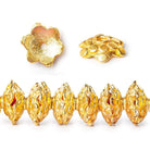 3x11mm 22kt Gold Plated Copper Polka Dots On Snowflake Bead Cap 8 inch 64 beads - Beadsofcambay.com