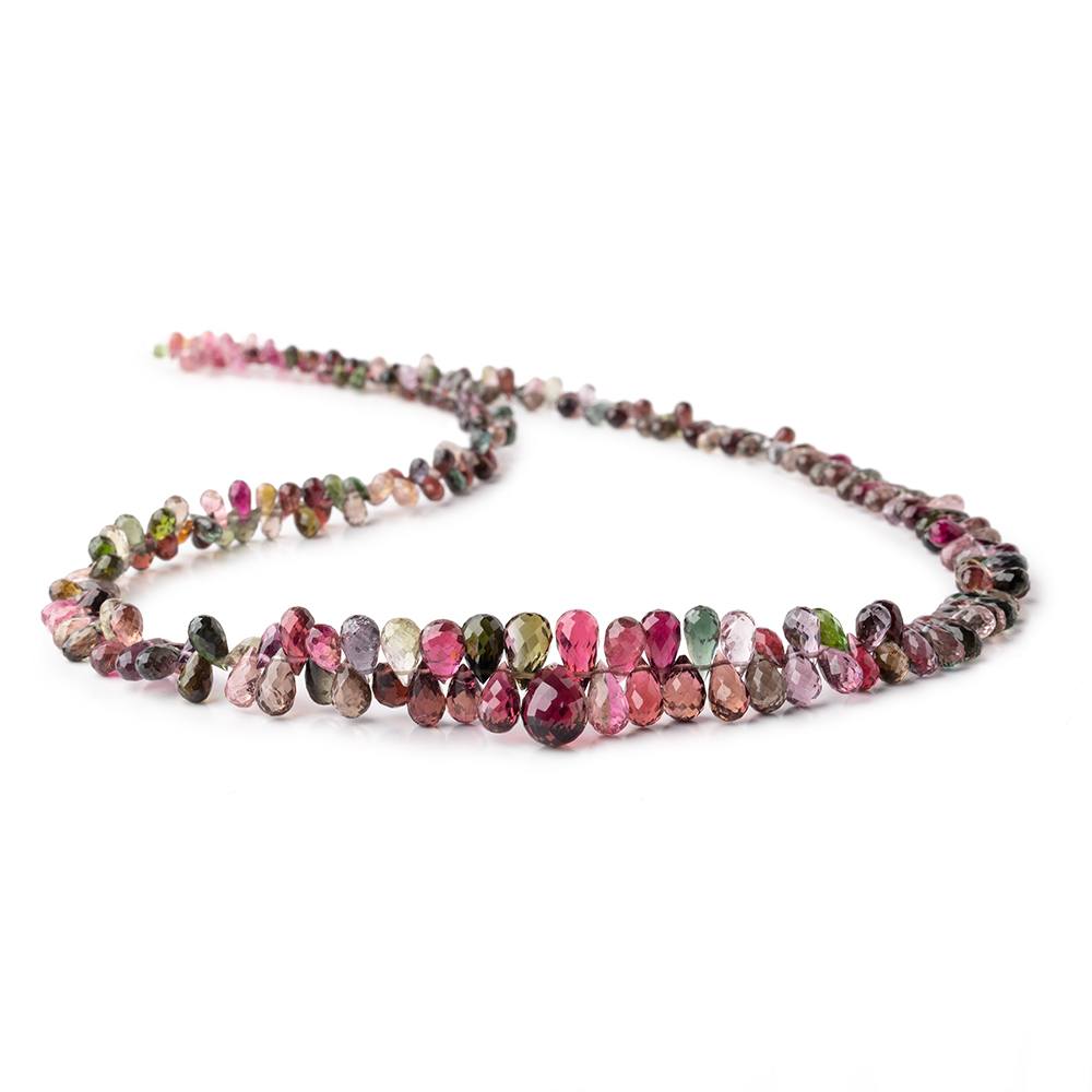 3x1.5-10.5x6.5mm Multi Color Tourmaline Faceted Tear Drops 17.5 inch 262 Beads AAA - Beadsofcambay.com