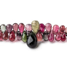 3x1.5-11.5x7mm Multi Color Tourmaline Faceted Tear Drops 17.5 inch 251 Beads AAA - Beadsofcambay.com